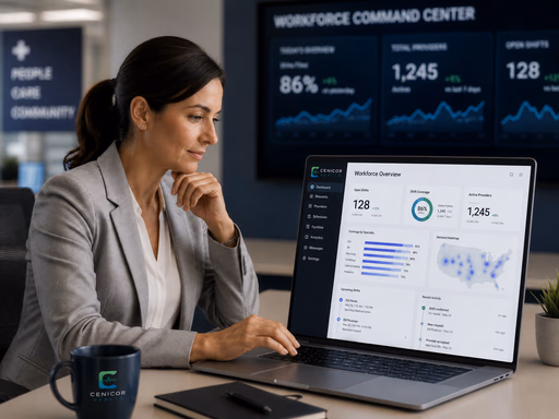 Healthcare professional at workstation